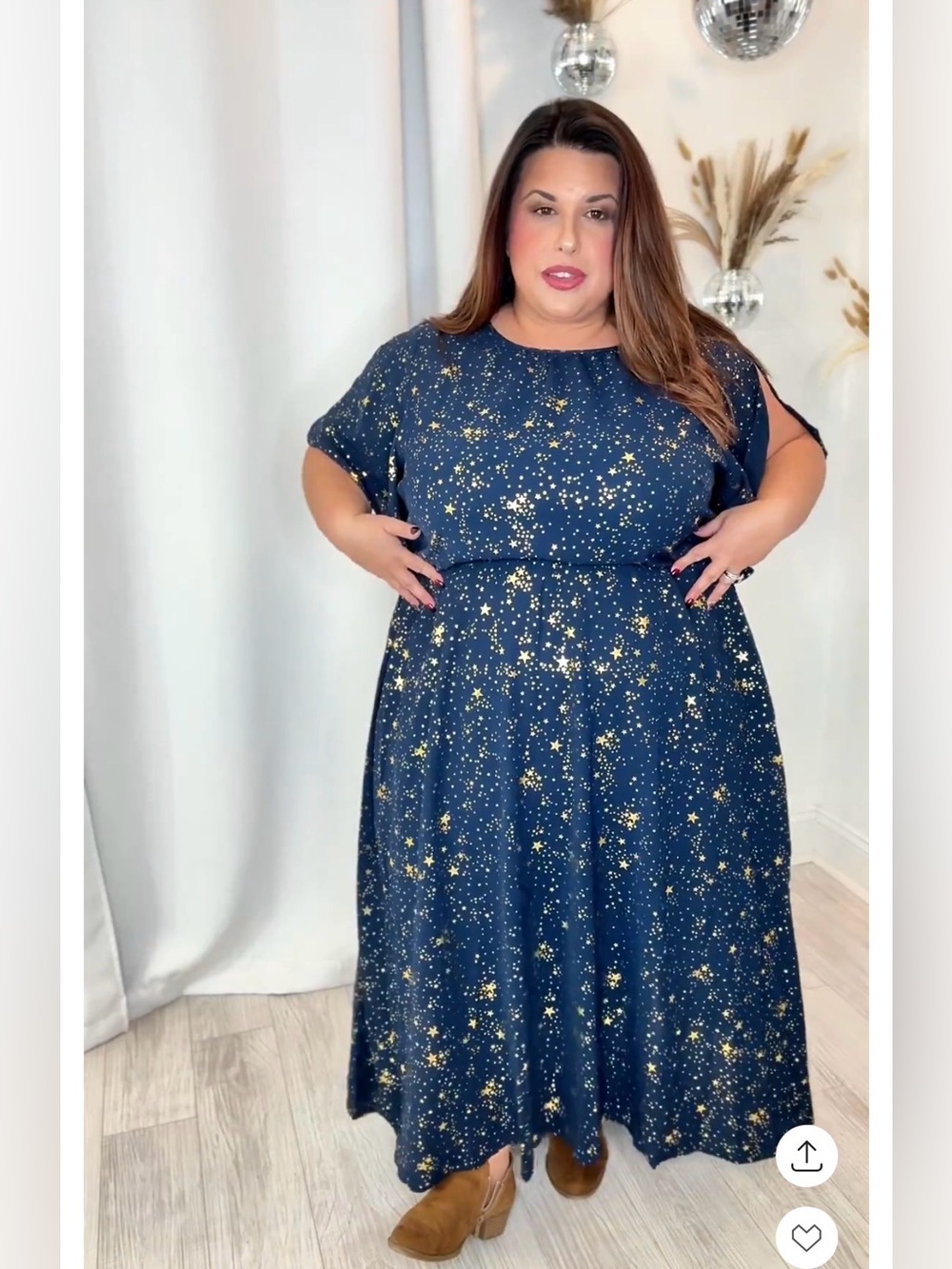 Plus-Size Navy Star-Print Maxi Dress